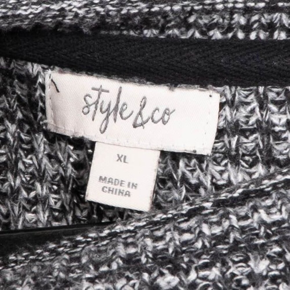 Style & Co Sweater XL Womens Gray Textured Soft Knit Rolled Sleeves Round Neck - Picture 4 of 5